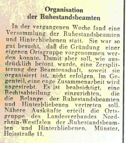 Bericht in der WN am 31.01.1951